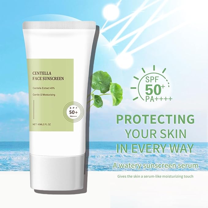 𝐶𝑒𝑛𝑡𝑒𝑙𝑙á Korean Sunscreen Calming Moisture Daily Sunscreen SPF 50+ PA++++, Facial Sunscreen for Women, Water-fit Sun Serum No White Cast, Vegan Sunscreen for Face Korean Skincare