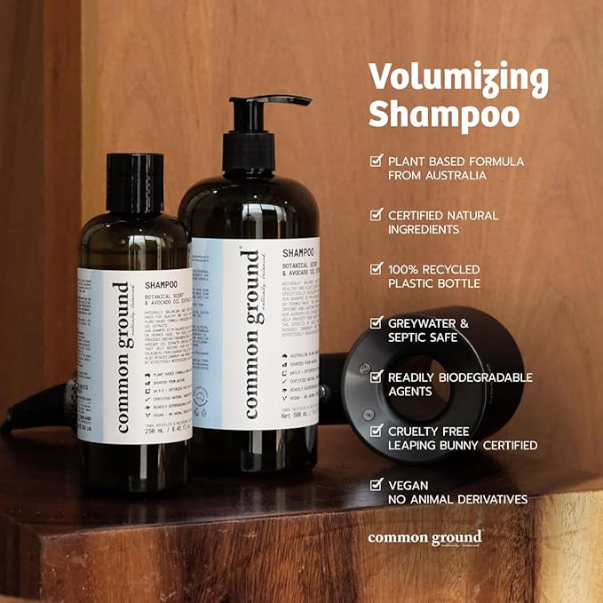 Common Ground All Natural Shampoo and Conditioner Set; Paraben and Cruelty Free, Organic, Vegan, Plant-Based Formula, Botanical Scent and Avocado Oil Extract, for Men and Women