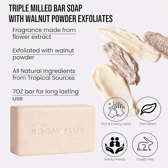 YESUN Fragrance Bar Soap, Big Brick of Bath Soap,Made with Organic Oils, 3-pack,1.3lb,Natural Soap Bar,Moisturizing clean, Floral Scent,Walnut Powder Exfoliates ROOMPLUS (Jasmine)