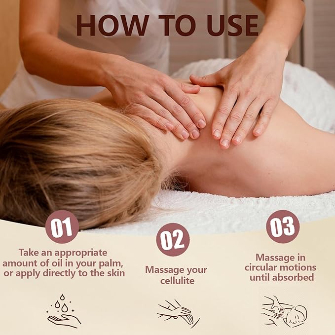 Anti Cellulite Massage Oil for Massage Therapy, 100% Natural & Pure Body Firming Oil for Reducing Cellulite, Firming & Moisturizing Skin, Fast Absorbing, Cellulite Remover for Leg & All Body