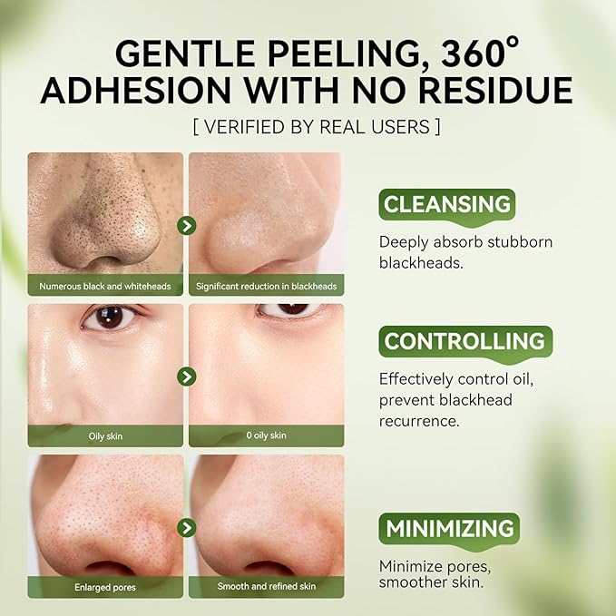 LANBENA 2-Pack Pore Strips: 2% Salicylic Acid BHA Nose Strips + Bamboo Charcoal Blackhead Peel-Off Mask | Deep Cleansing, Purifying Pore Treatment for Blackhead & Oil Removal, Plant-Based Skincare Duo