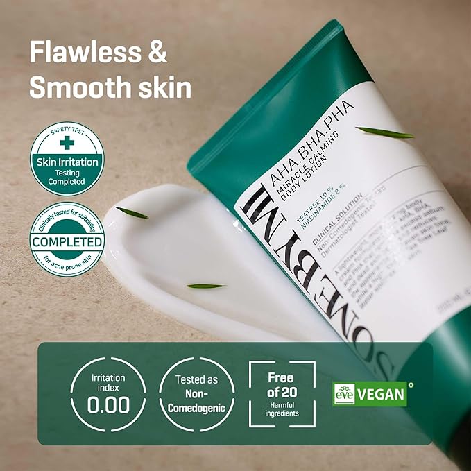 SOME BY MI AHA BHA PHA Miracle Calming Body Lotion – 6.76oz, 200ml – Korean Exfoliating Salicylic Acid Body Moisturizer for Dry Skin – Daily Hydration & Soothing Care with Centella – Korean Skin Care