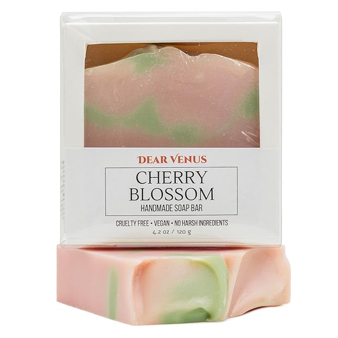 Handcraft Cold-Process Soap Bar, Cherry Blossom Scent (1 pack,) Handmade Body and Face Soap For Men And Women, Vegan, Cruelty Free, Made in USA, 4.2oz - Fresh Collection