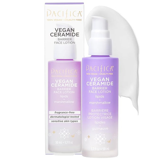 Pacifica Face Moisturizer - Vegan Ceramide Barrier Repair Face Lotion, Hydrating, For Dry Skin, Dermatologist Tested, Safe for Sensitive Skin, Fragrance Free, Vegan + Cruelty Free