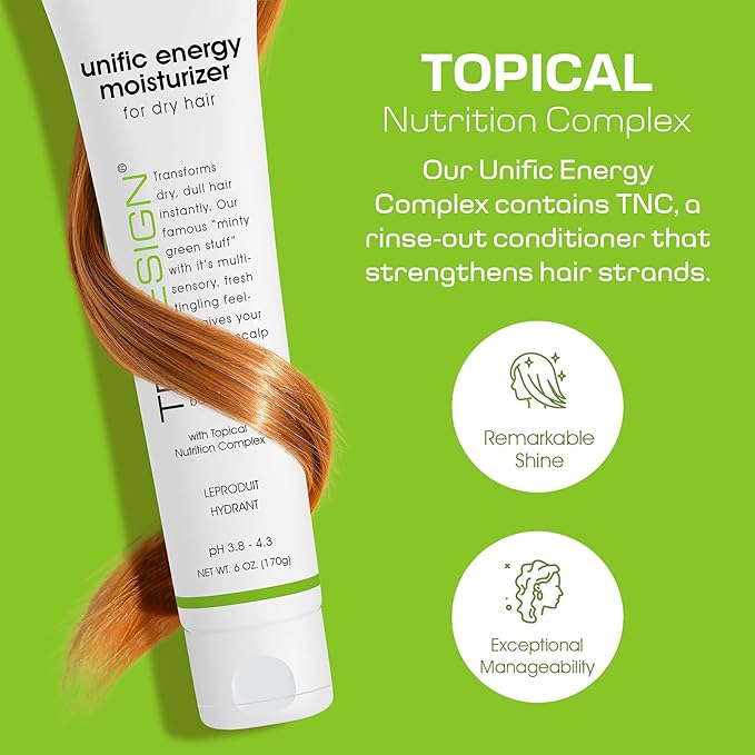 TRI Design Unific Energy Moisturizer Conditioner – Leave In Conditioner for Curly Hair, Anti Frizz Hair Serum & Deep Conditioner for Dry, Damaged Hair – Frizz Control & Hair Care Solution – 6 oz Tube