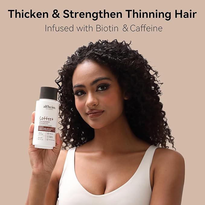 ALFHEIM Coffee+ Thickening Shampoo | Caffeine & Biotin for Hair Growth & Strength | Volumizing & Moisturizing for Fine, Thinning Hair | Sulfate-Free, Color-Safe Formula | 10.7 fl oz
