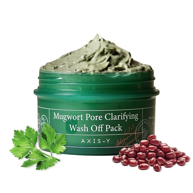 AXIS-Y Mugwort Pore Clarifying Wash Off Pack - Face Exfoliator Targets Clogged Pores, Whitehead & Blackhead Remover - Vegan Korean Skin Care Glass Skin Clay Mask - 3.38 fl. oz.