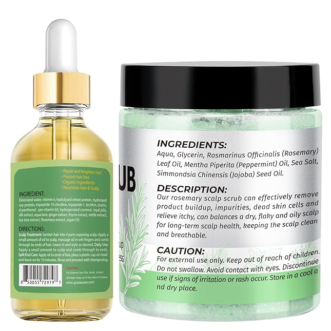 Rosemary Scalp Exfoliator & Clarifying Shampoo Scalp Scrub - 3-in-1 Scalp Treatment with Mint Oil Hair Treatment to Clarify and Remove Build Up - Silicone Scalp Massager Rosemary Oil for Hair Growth