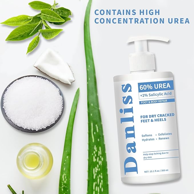 Urea Cream 60 Percent treatment Lotion 10.1 Oz Foot Hand Cream For Dry Skin Maximum Strength Softens Cracked Heel Calluses & Thick Toenails with 2% Salicylic Acid For Feet, Elbows, Hands and Knees