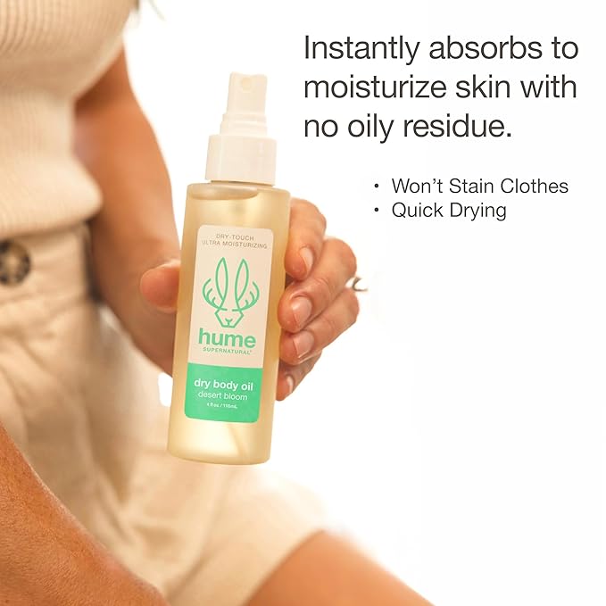 HUME SUPERNATURAL Dry Body Oil Spray - Moisturizing Oil for Dry Skin, After Shower Body Oils for Women and Men, Dry Oil Body Spray, Nourishing, Hydration, Glow, Desert Bloom, 1-Pack