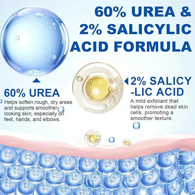 60% Urea with 2% Salicylic Acid Urea Foot Care Stick, 60% urea foot cream for Feet Maximum Strength, Foot Cream Moisturizer for Dry Cracked Feet, Knees, Elbows, Hands, Moisturise & Soften Skin (40G)