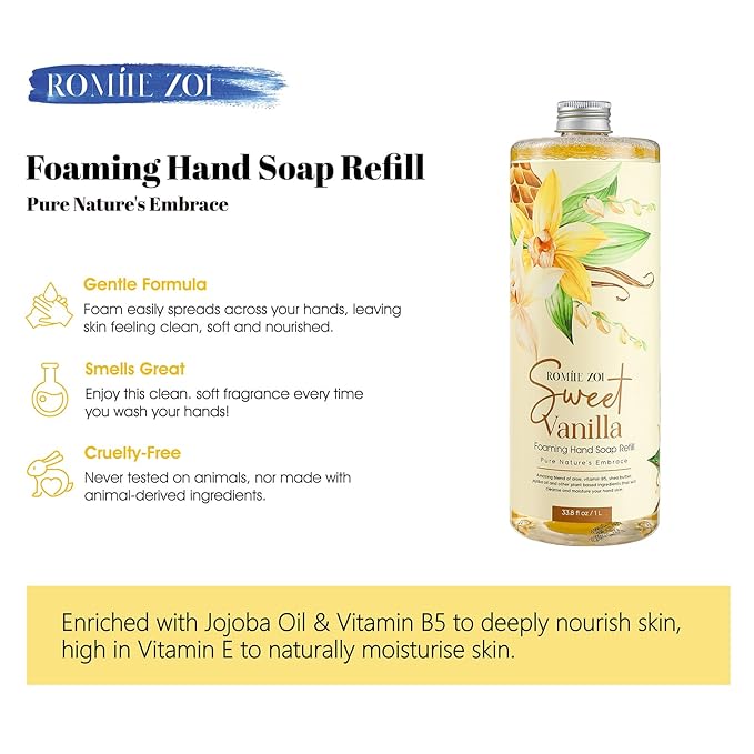 Foaming Hand Soap Refill, Sweet Vanilla, Gentle & Moisturizing Formula, 1 L/ 33.8 FL OZ