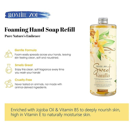 Foaming Hand Soap Refill, Sweet Vanilla, Gentle & Moisturizing Formula, 1 L/ 33.8 FL OZ
