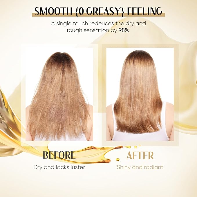 Hair Oil with Argan Oil, Coconut Oil, Olive Oil, Vitamin E for Nourish Hair, Smooth Frizz, Add Shine, Hair Treatment Oil for Women Men Frizzy Damaged Fine Curly Hair, Leave-in, 2Pack