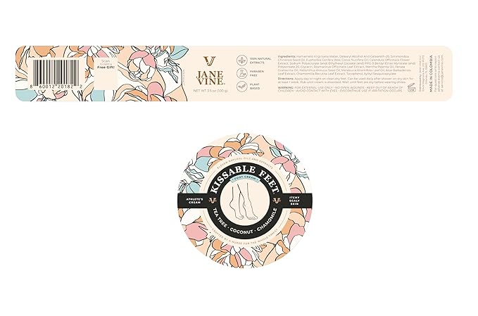 Kissable Feet, Athletes Foot Cream – Cream for Itchy, Dry Skin – Tea Tree, Coconut & Chamomile – Crafted for the Whole Family, No Sting – 3.5 oz