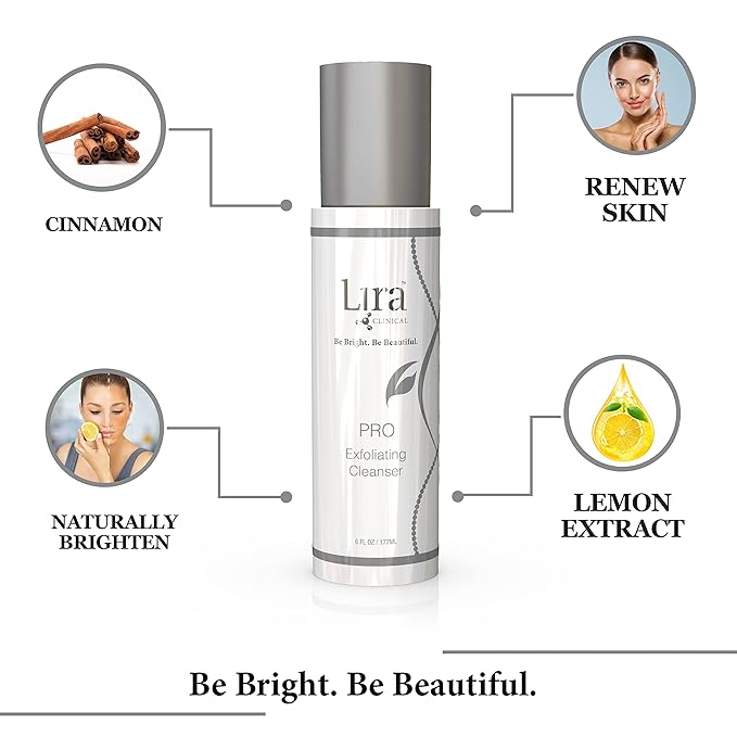 Lira Clinical PRO Exfoliating Face Cleanser - Brightening Facial Wash with Salicylic Acid - 6 Oz