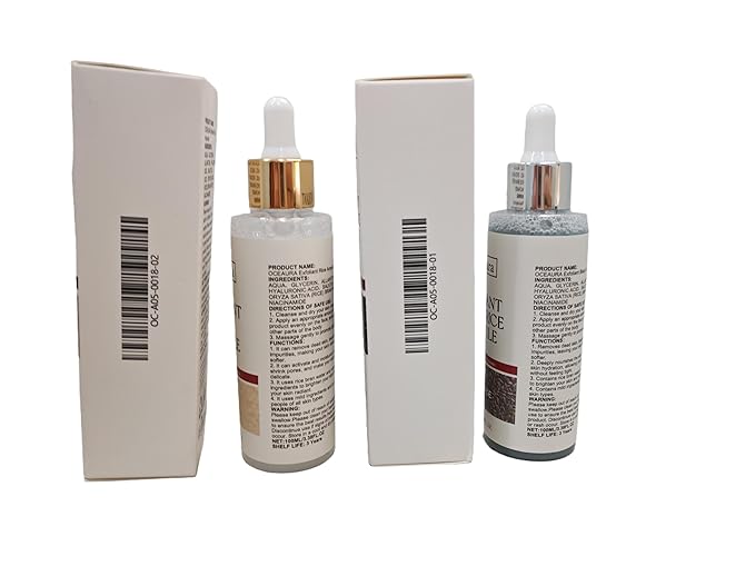 Peel Shot Glow Rice Ampoule Duo–2 PCS White & Black Rice Facial Serum Lightweight Hydrating Formula for All Skin Facial Exfoliator Pore Refining Dead Skin Cells Remover