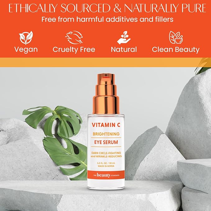 Vitamin C Under Eye Serum - Anti-Aging, Reduces Eye Bags, Puffiness, Dark Circles & Wrinkles - Dermatologist Tested, Korean Skin Care - 1 oz / 30 ml (2 Pack)