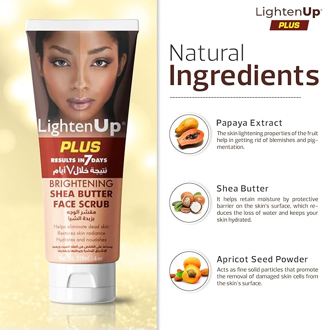 OMIC Lighten-Up Brightening Face Wash - 4 fl oz / 118 ml - Face Scrub Exfoliator, Natural Shower Gel, with Coconut Oil, Papaya, Shea Butter for All Skin Types