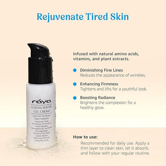 Raya Lemon Water Gel Cream (308) | Moisturizing, Skin-Repairing, and Anti-Aging Facial Day and Night Cream for Non-Problem Skin | Fills in Wrinkles and Improves Complexion
