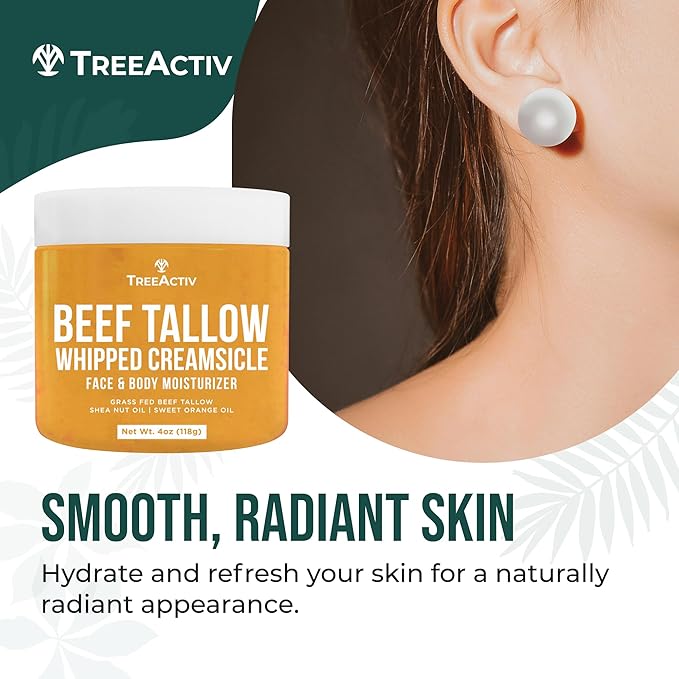 Beef Tallow Face Cream Body Moisturizer, All Natural Grass Fed Whipped Beef tallow For Skin, Deeply Hydrating & Nourishing Balm for Eczema Cracked Dry Itchy Irritated Skin Repair Skincare 4 fl oz