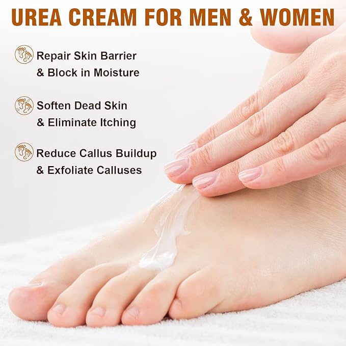 60% Urea Foot Cream with 2% Salicylic Acid for Dry Cracked Heels, Organic Tea Tree Feet Callus Repair Lotion, Maximum Strength Moisturizer with Hyaluronic Acid & Ceramides for Dry, Rough Skin