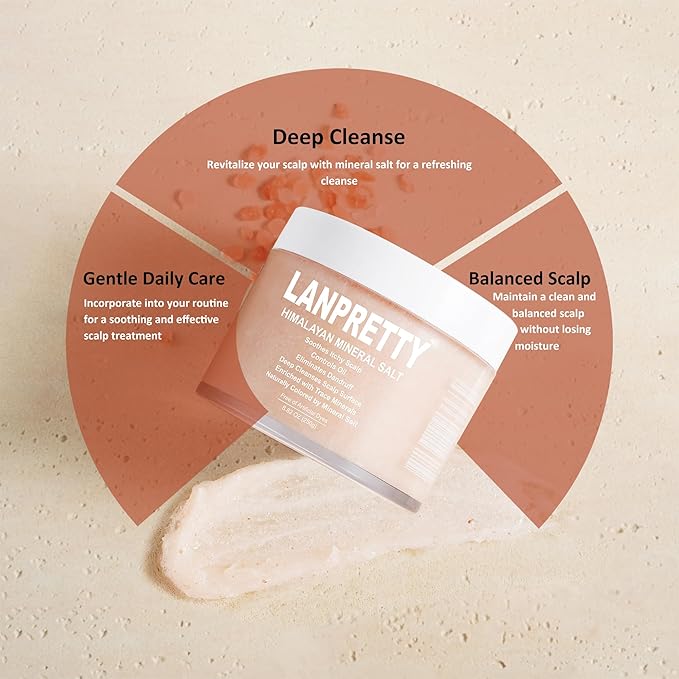 Scalp Scrub & Exfoliator with Mineral Salt | Deep Cleansing & Oil Control | Flake-Free Scalp Treatment for Itch Relief & Smoother Hair | 8.82 oz