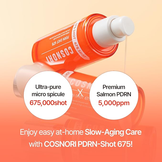 COSNORI PDRN-Shot 675 - Korea Facial Serum with 675,000 high purity spicules - Turnover K-Beauty Face Serum with High Nutrition Salmon DNA PDRN - Intensive facial first essence (50ml / 1.69 fl. oz.)