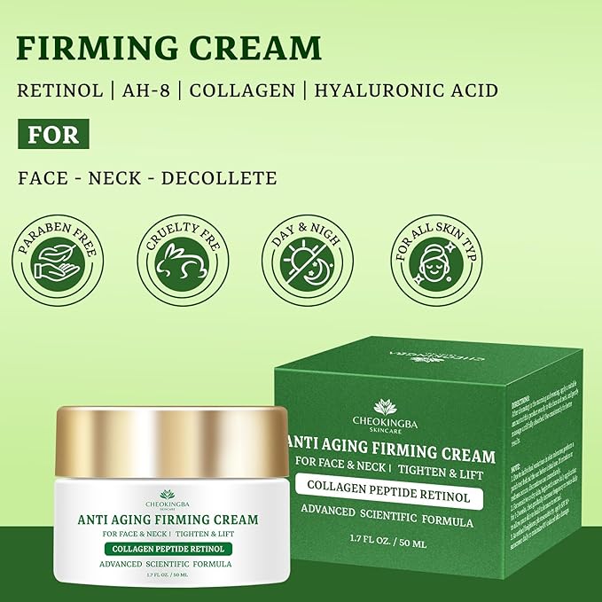 Tighten and Lift Neck Cream, Advanced Anti Wrinkle Face Cream with Retinol Collagen Hyaluronic Acid, AH-8 Multi-Peptides Anti Aging Neck Creams for Tightening and Firming for Women and Men, 1.7 Fl Oz‌