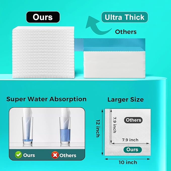 ONLYCARE Disposable Face Towel, Biodegradable Face Towels, 10" x 12" Super Thick Soft Facial Towels, 50 Count Face Towelettes Disposable for Sensitive Skin, Makeup Remover Dry Wipes, 1 Pack