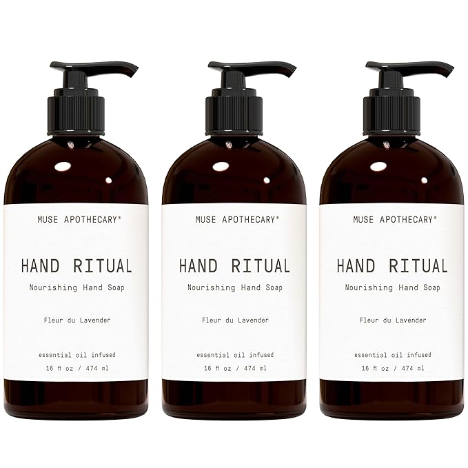Muse Apothecary Hand Ritual - Aromatic and Nourishing Hand Soap, Infused with Natural Aromatherapy Essential Oils - USDA Certified Biobased - 16 oz, Fleur du Lavender, 3 Pack