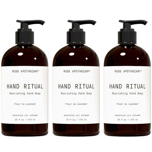 Muse Apothecary Hand Ritual - Aromatic and Nourishing Hand Soap, Infused with Natural Aromatherapy Essential Oils - USDA Certified Biobased - 16 oz, Fleur du Lavender, 3 Pack