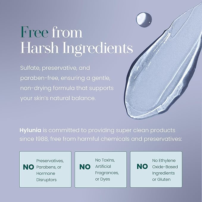 Hylunia Facial Cleansing Gel, Hydrating Cleanser & Makeup Remover w/Hyaluronic Acid, Organic Lavender & Plant Extracts. Deep Cleans, Balances Skin, Soothes Acne-Prone Skin. Sulfate Free. 5.1 fl. oz.