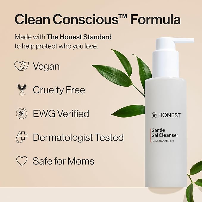 Honest Beauty Mini Gentle Gel Daily Face Cleanser | Calms, Refreshes, + Hydrates | Vegan + Safe for Sensitive Skin | Travel Size, 1.5 fl oz
