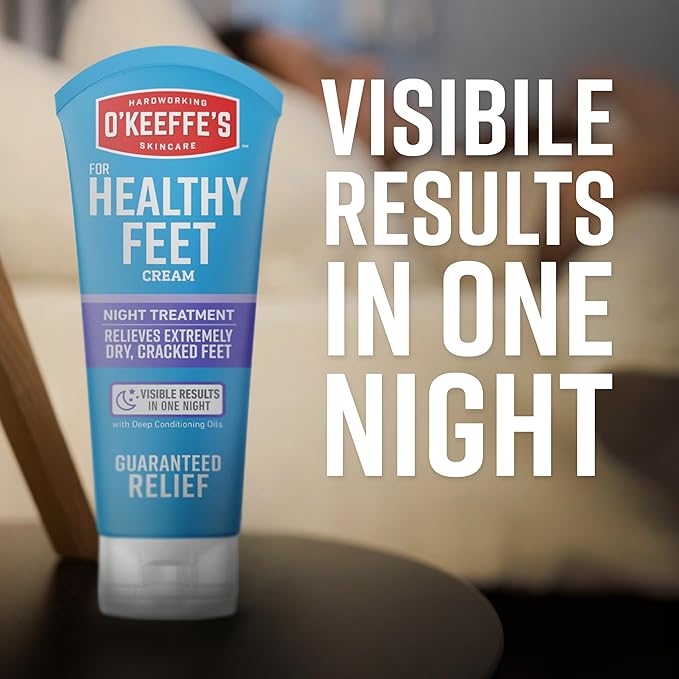 O'Keeffe's for Healthy Feet Night Treatment Foot Cream - 7 oz Tube (2 Pack) - Overnight Relief for Extremely Cracked, Dry Feet, Repairing Skincare, Instantly Boosts and Retains Moisture Levels