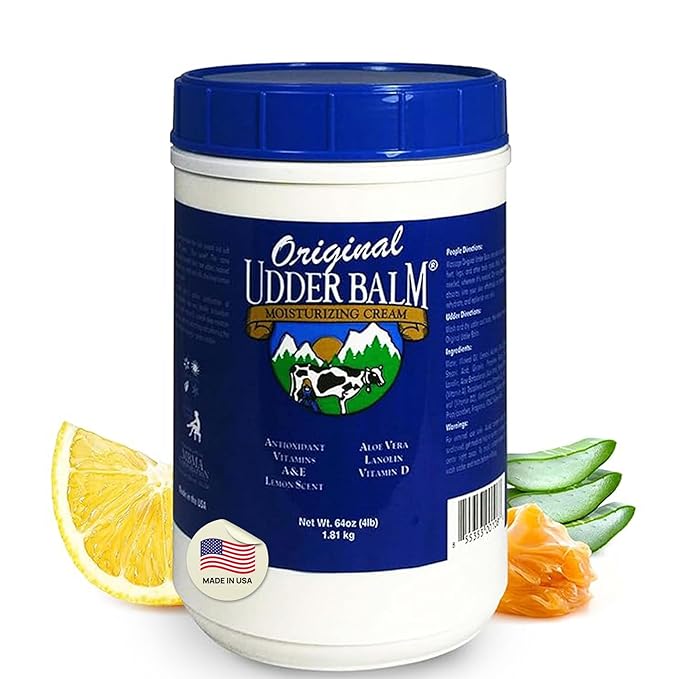 Original Udder Balm Refill Tub - Made in USA - Extra Thick Udder Cream & Hand Balm for Dry Skin, Cracked Heels, Rough Hands – Deep Moisture Heel Cream & Foot Moisturizer with Aloe Vera, 64 Fl Oz