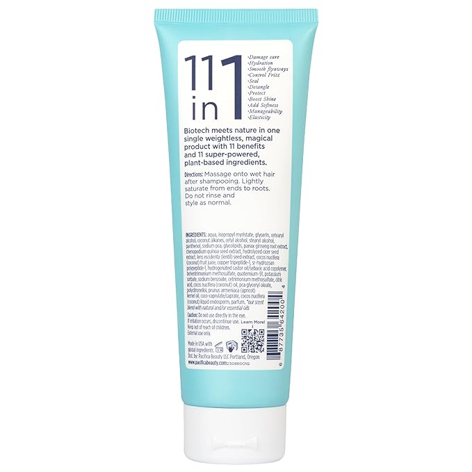 Pacifica Leave In Conditioner - 11 in 1 Magical Hair Treatment - Strengthen & Repair Damaged Hair - Deep Conditioning for Dry Hair Adds Shine & Anti-Frizz for Straight, Wavy & Curly Hair Care, Vegan