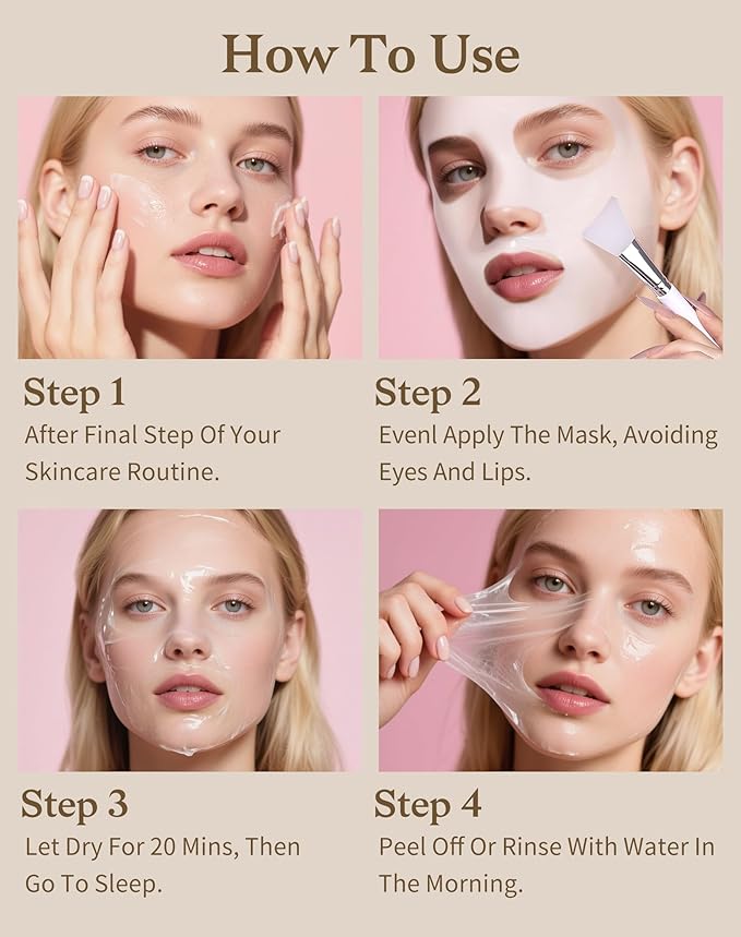 Collagen Night Wrapping Mask, Rice Mask for Face, Peel Off Face Mask for Elasticity, Hydrating & Glow, Korean Skin Care, 2.53 FL.OZ