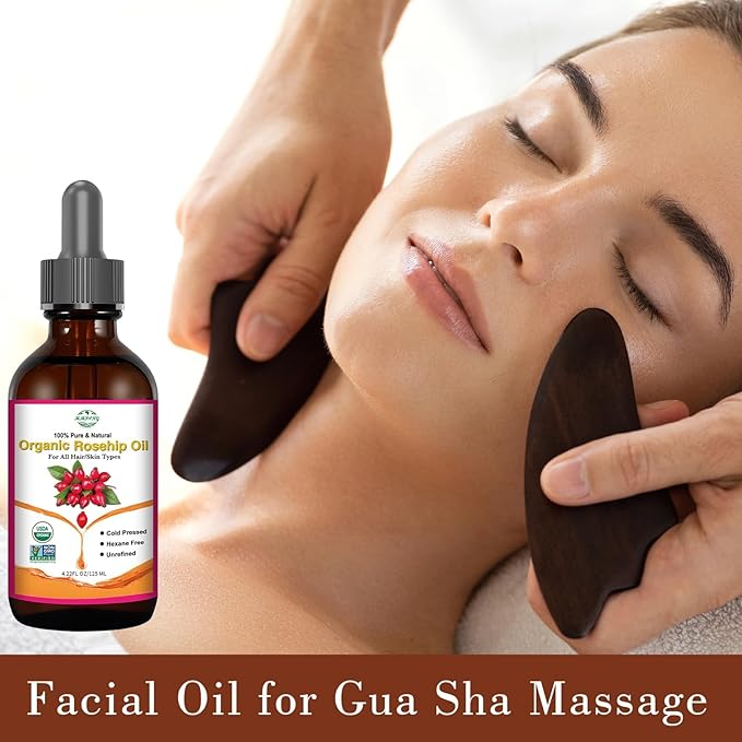 100% Pure Natural Rosehip Oil for Face, USDA Certified Organic, Cold Pressed, Extra Virgin, Hexane Free Rosehip Seed Oil for Anti-Aging, Acne Scar Treatment, Skin & Hair Care (4.22 oz/125 ml)