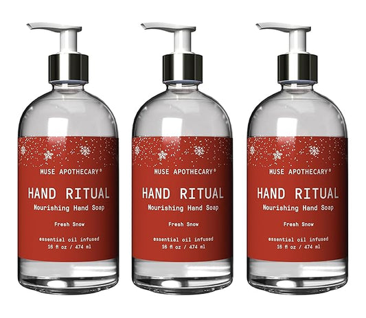 Muse Apothecary Hand Ritual - Aromatic and Nourishing Hand Soap, Infused with Natural Aromatherapy Essential Oils - 16 oz, Fresh Snow, 3 Pack