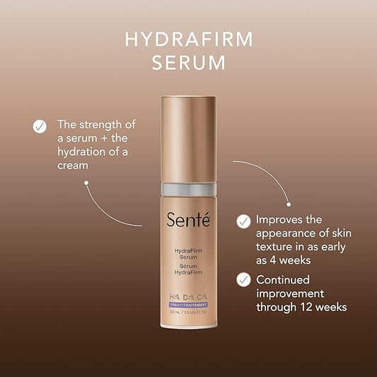 Senté HydraFirm Serum | Supports Collagen and Elastin Production | Restores Firmness and Volume | Formulated with Patented HSA and Peptides | 1 Fl Oz