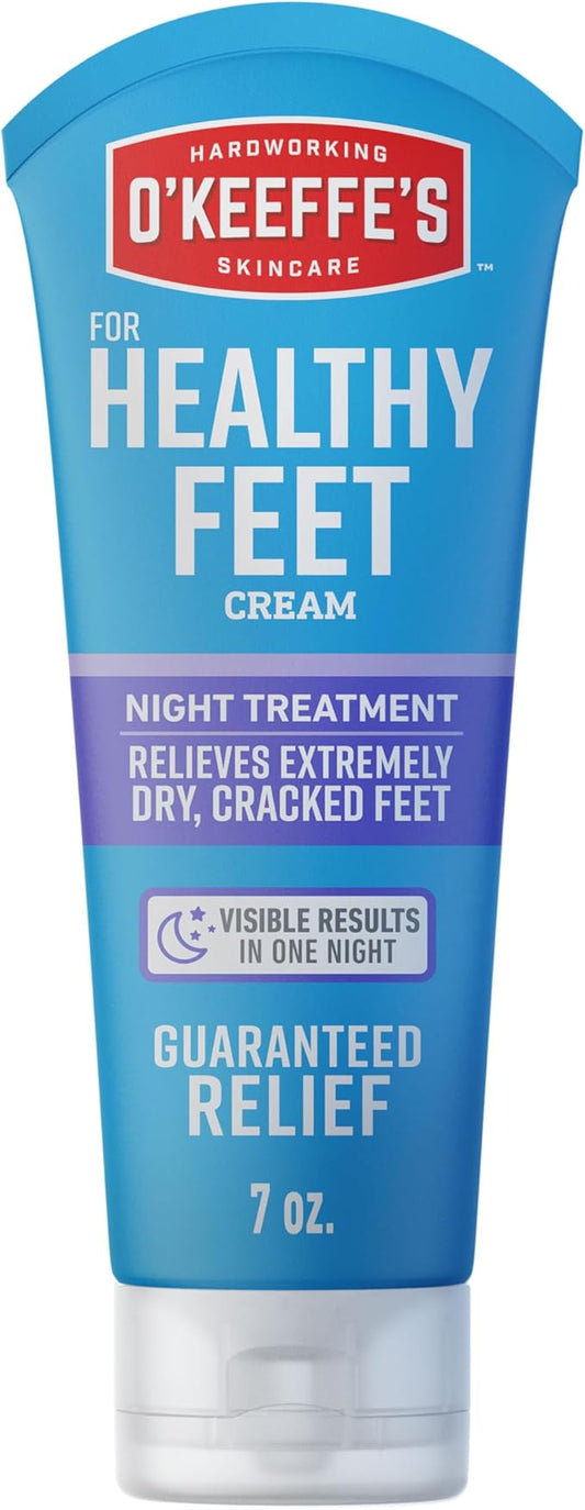 O'Keeffe's for Healthy Feet Night Treatment Foot Cream-7 oz Tube (1 Pack)-Guaranteed Overnight Relief for Extremely Cracked, Dry Feet, Repairing Skincare, Instantly Boosts and Retains Moisture Levels