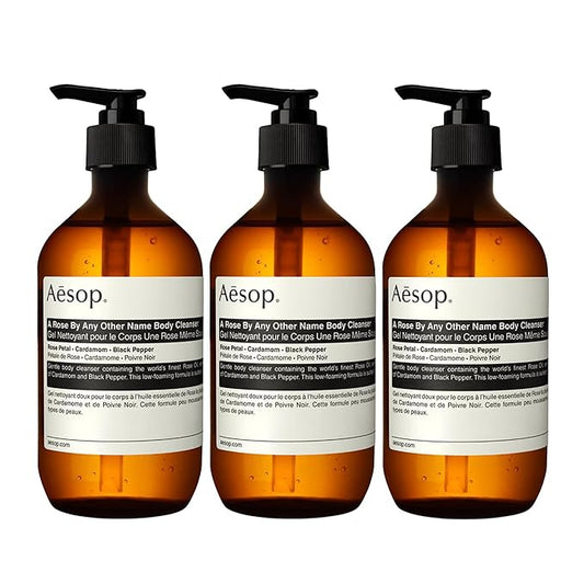 Aesop A Rose By Any Other Name Body Cleanser | Gentle Body Cleanser with Rose Petal Oil & Skin-Softening Botanicals | 16.9 oz / 500mL (Pack of 3)