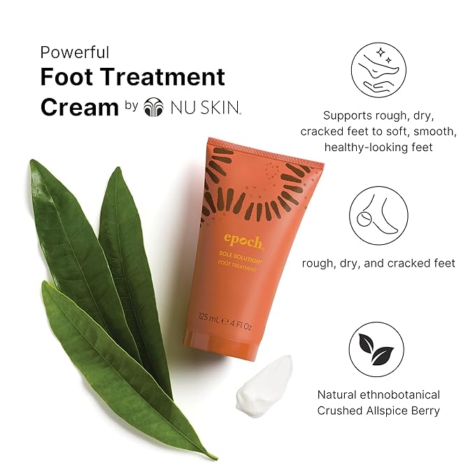 Nu Skin Epoch Sole Solution | Effective Foot Cream for Dry Cracked Heels and Feet | Foot Care with Urea Cream for Feet | Repair Foot Health | Moisturizer & Lotion for Clean Feet | 4 Fl Oz | 2 Pack