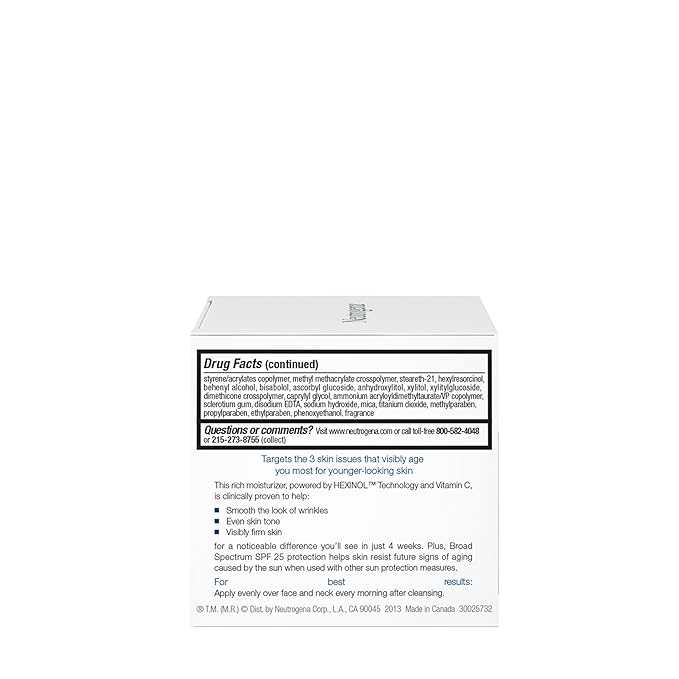 Neutrogena Triple Age Repair Face Moisturizer - with Hexinol Technology & Vitamin C, Anti-Wrinkle Face Cream with SPF 25, Visibly Reduces Wrinkles & Firms Skin, 1.7 oz