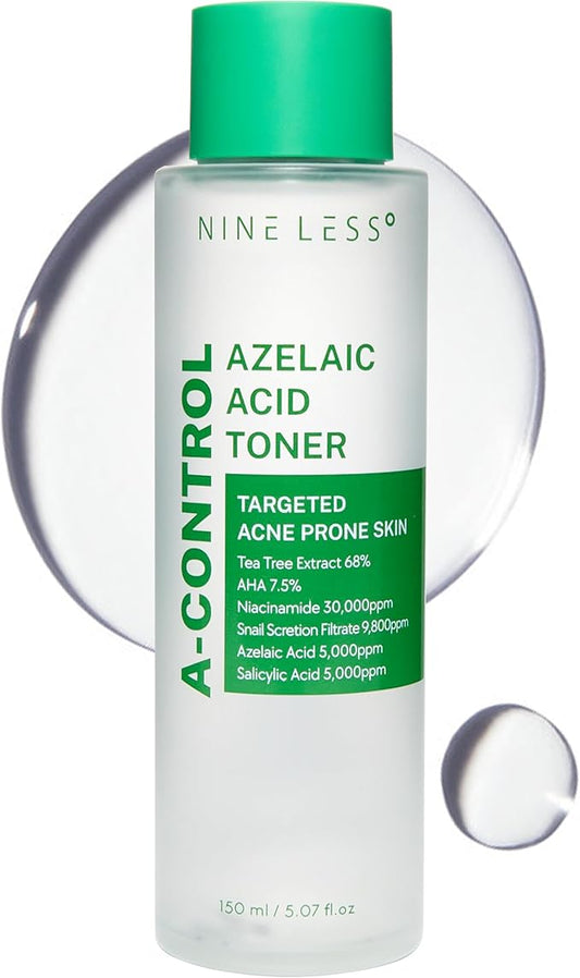 Azelaic Acid Toner – Korean Mild Exfoliating Skin Prep for Acne-Prone Skin – Salicylic Acid for Pores – Calming, Refreshing, Purifying, 5.07 fl.oz.