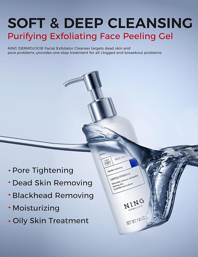 Exfoliating Face Wash: Gentle Face Exfoliator Peeling Gel with PHA & AHA, Niacinamide - Facial Scrub Cleanser Purifying Skin Blackhead Pore Refining Deep Cleansing Moisturizing |7.05OZ