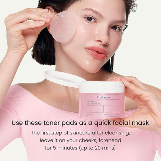 BIODANCE Gel Toner Pads Duo: Collagen & Cera-NOL Gel Toner Pads Set for Face, Firming, Pore Perfecting, Hydrating, Korean Skincare with Collagen, Ceramide, Panthenol