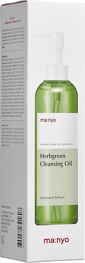 ma:nyo Herb Green Cleansing Oil 6.7 fl oz (200ml) Korean Facial Cleanser, Daily Makeup Remover for Women, Effective Cleansing Without Clogging Pores, with Artemisa, Tea Tree
