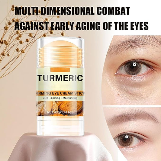 Turmeric Booster Eye Cream Stick, Turmeric Eye Stick for Dark Circles and Puffiness, Under Eye Cream Anti Aging Hydrating Reduces Fine Lines Wrinkles Under Eye Bags 1.41 OZ